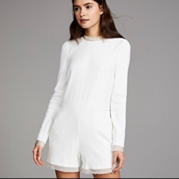 Rachel Zoe Pants - Rachel Zoe White Sequin Jumpsuit Romper Wedding Bachelorette Shower Party